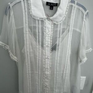 J.Crew Sheer White Blouse NWT